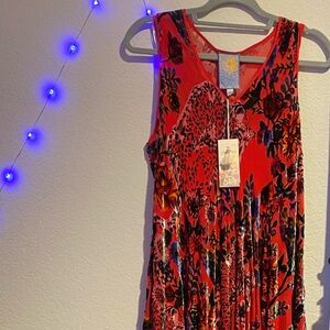 Johnny Was Red Floral Dress